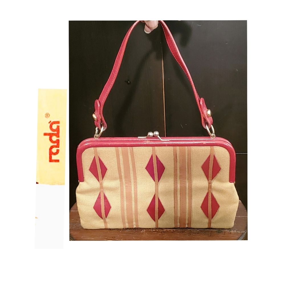 Rada Borse Made in Italy Canvas and Leather Frame Hand Bag